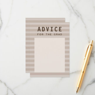 Carte D'accompagnement Advice for the Grad Modern Neutral Sporty Stripes