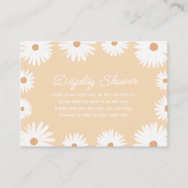 Carte D'accompagnement Affichage de Baby Shower Bohème Jaune Daisy Shower (Devant)