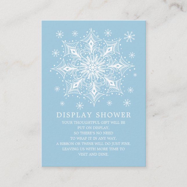 Carte D'accompagnement Affichage de Baby Shower d'hiver Little Snowflake (Devant)