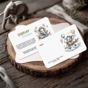 Carte D'accompagnement Affichage de Baby Shower Eléphant Aviateur 