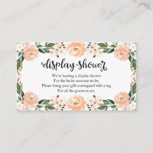 Carte D'accompagnement Affichage de Baby Shower Fleur de Pêche Joli