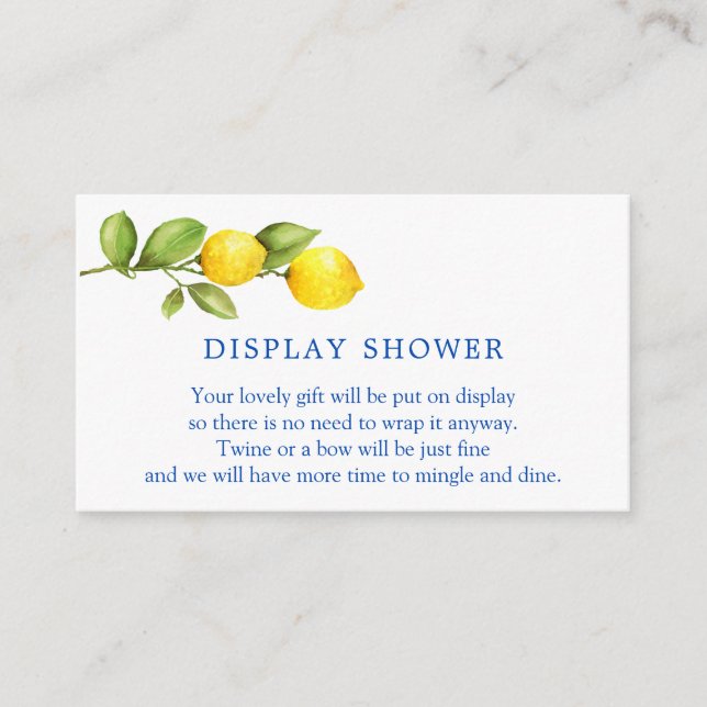 Carte D'accompagnement Affichage de Baby Shower Lemon Bridal (Devant)