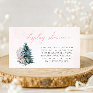Carte D'accompagnement Affichage de Baby Shower Rose Argent Noël