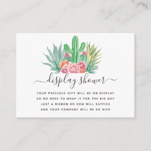 Carte D'accompagnement Affichage de Baby Shower Succulents à l'aquarelle