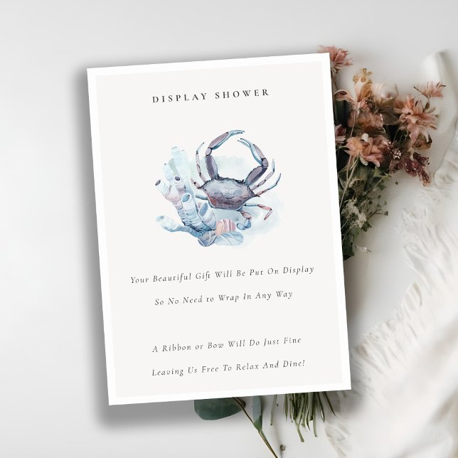 Carte D'accompagnement Affichage de crabe sous-marin pastel pour Baby Sho (Créateur téléchargé)