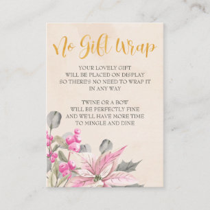 Carte D'accompagnement Affichage de douche Calligraphie dorée Fleurs rose
