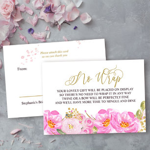 Carte D'accompagnement Affichage de douche Calligraphie dorée Fleurs rose