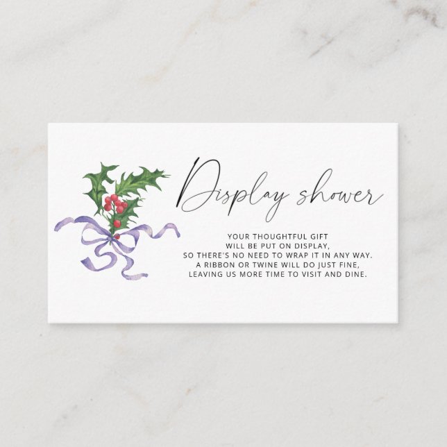 Carte D'accompagnement Affichage de douche de branche d'hiver (Devant)