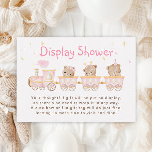 Carte D'accompagnement Affichage de train rose ours pour Baby Shower