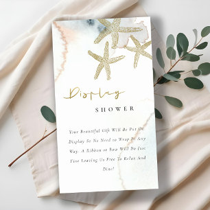 Carte D'accompagnement Affichage Étoile de Mer Dorée Bleue Mignonne pour 