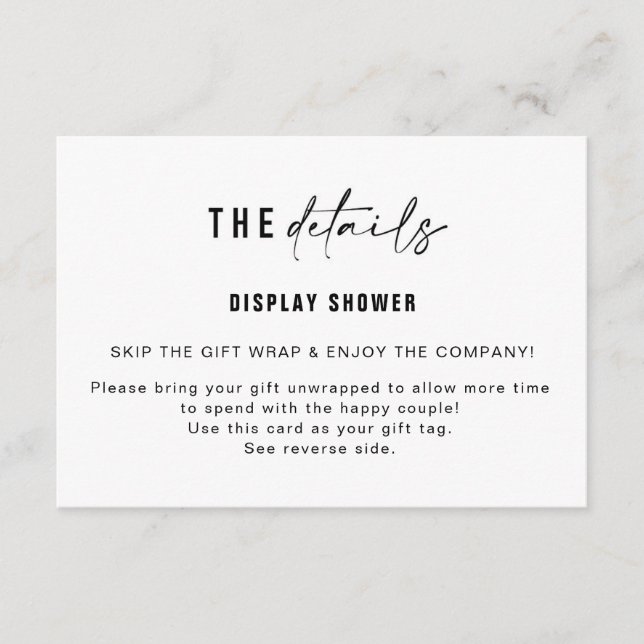 Carte D'accompagnement Affichage insert de douche et étiquette-cadeau | M (Devant)