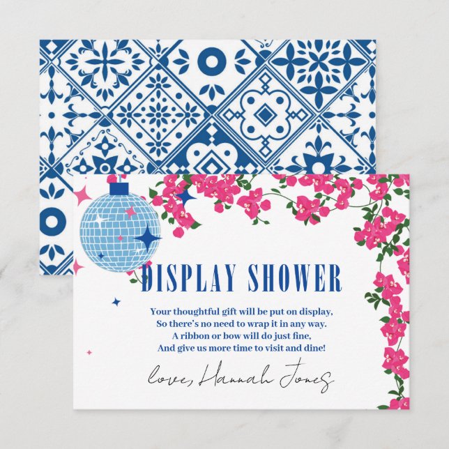 Carte D'accompagnement Afficher douche Grec Bougainvillier douche nuptial (Devant / Derrière)