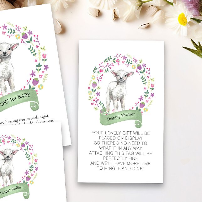 Carte D'accompagnement Afficher Douche Pas Envelopper Poème Petit Agneau (Spring or Easter Display Shower card from my Little Bunny & Little Lamb Baby Shower collection)