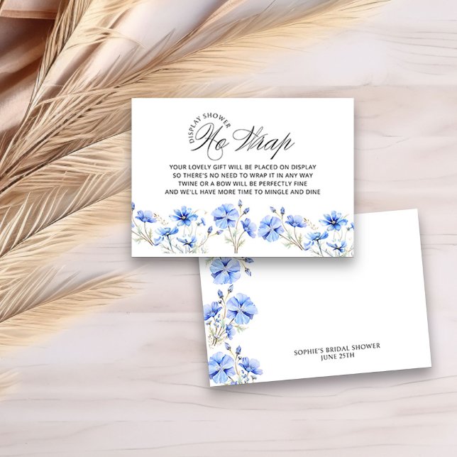 Carte D'accompagnement Afficher Douche Quelque chose Fête des mariées Flo (No Wrap insert card for Display Shower - from my Something Blue Floral Bridal Shower Collection)