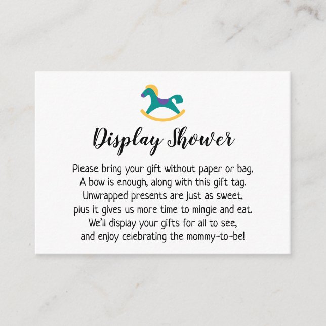 Carte D'accompagnement Afficher la carte-cadeau Baby shower avec Cheval R (Devant)