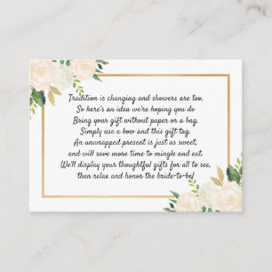 Carte D'accompagnement Afficher la douche nuptiale, or blanc vert fleuri