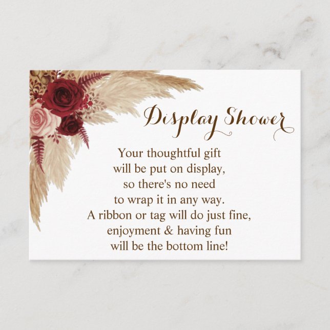 Carte D'accompagnement Afficher Wedding shower nuptiale Pampas Grass (Devant)