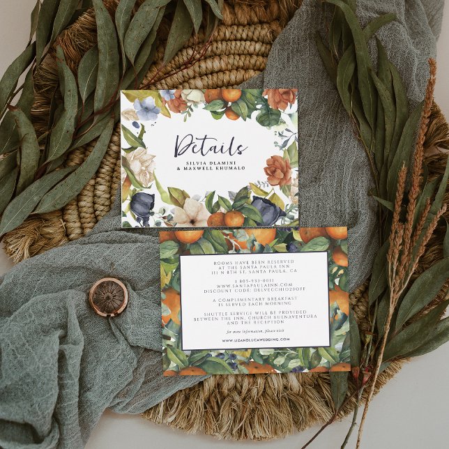 Carte D'accompagnement Agrumes | Botanical Mariage Détails de l'invité (Créateur téléchargé)