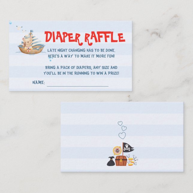 Carte D'accompagnement Ahoy C'Est Un Garçon Baby shower Déchets Raffle (Devant / Derrière)