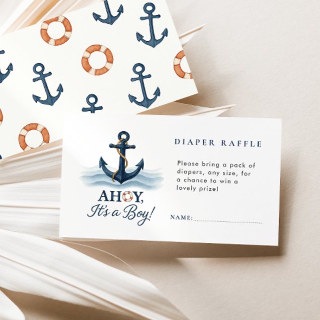 Carte D'accompagnement Ahoy C'est un garçon Baby shower Nautique Déchets  (Créateur téléchargé)