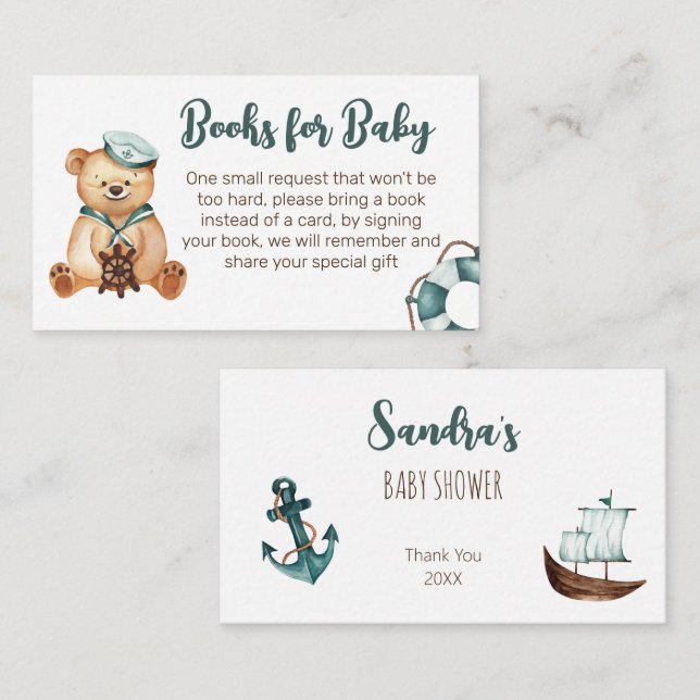 Carte D'accompagnement Ahoy c'est un garçon ours en peluche livres pour b (Devant / Derrière)