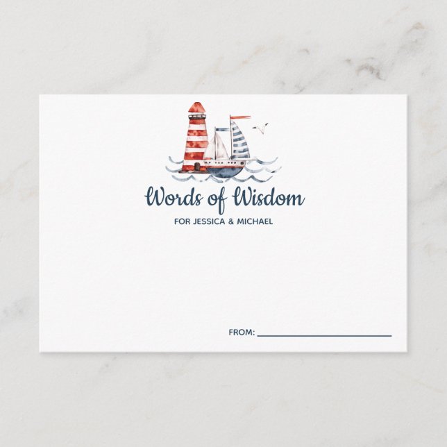 Carte D'accompagnement Ahoy Nautical Baby shower Conseils (Devant)
