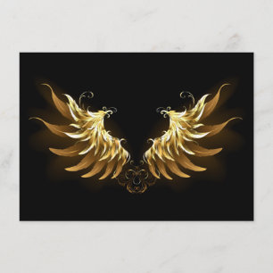 Carte D'accompagnement Ailes d'Ange d'or sur arrière - plan noir