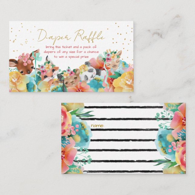 Carte D'accompagnement Aimer Animaux Raffle de couches Billets (Devant / Derrière)