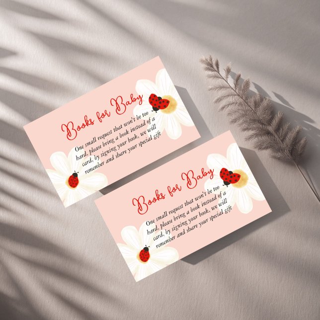Carte D'accompagnement Aimer bug mignon coccinelle baby shower demande de (Love bug daisies cute ladybug baby shower book request enclosure card books for baby cards)