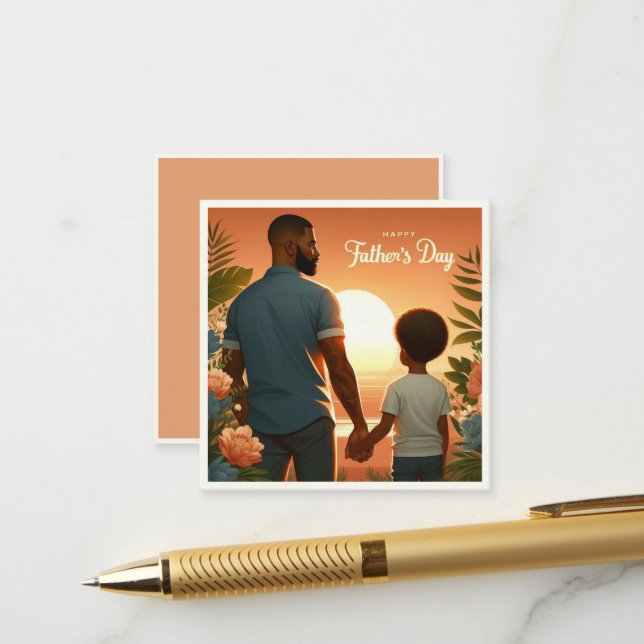Carte D'accompagnement Aimer Sunset Embrace Ethnique Père & Fils (Devant/Arrière en situation)