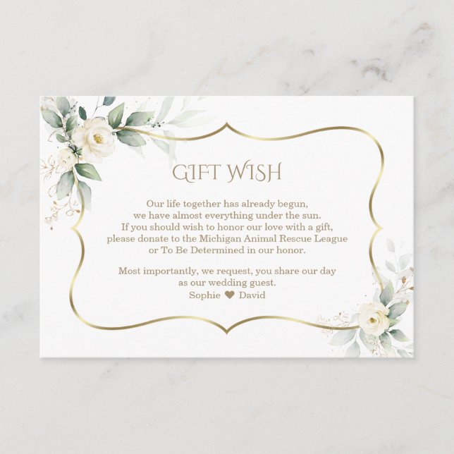 Carte D'accompagnement Airy Greenery White Rose Gold Mariage (Devant)