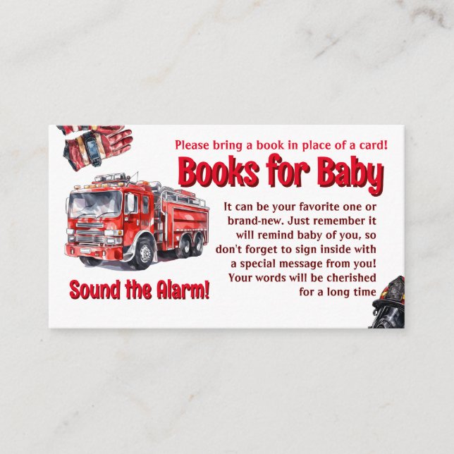 Carte D'accompagnement Alarme Red Fire Truck Baby shower Jeu (Devant)