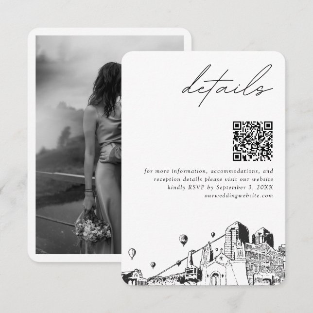 Carte D'accompagnement Albuquerque Mariage Moderne Détails QR Code (Devant / Derrière)