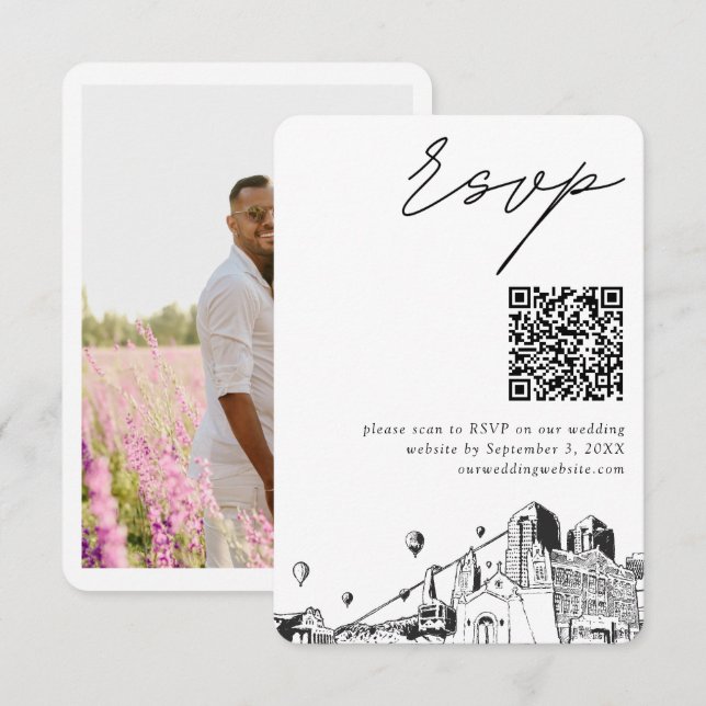 Carte D'accompagnement Albuquerque Mariage moderne RSVP QR Code (Devant / Derrière)