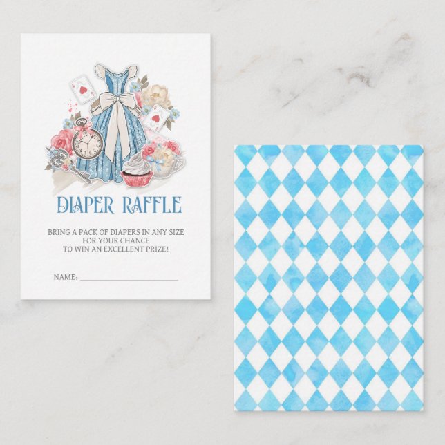 Carte D'accompagnement Alice au pays des merveilles Baby shower Déchets R (Devant / Derrière)