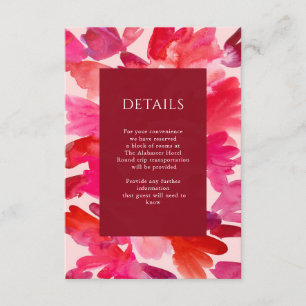 Carte D'accompagnement All Love Watercolor Rose Red Détails du Mariage E