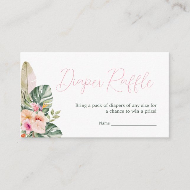 Carte D'accompagnement Aloha Baby Baby shower Tropical Déchets Raffle (Devant)
