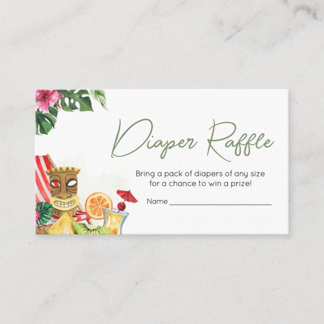 Carte D'accompagnement Aloha Tropical Hawaiian Baby shower Déchets Raffle (Devant)