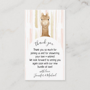 Carte D'accompagnement Alpaga de la forêt Merci Baby Shower