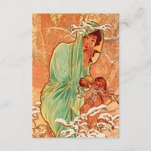 Carte D'accompagnement Alphonse Mucha Art Nouveau Hiver