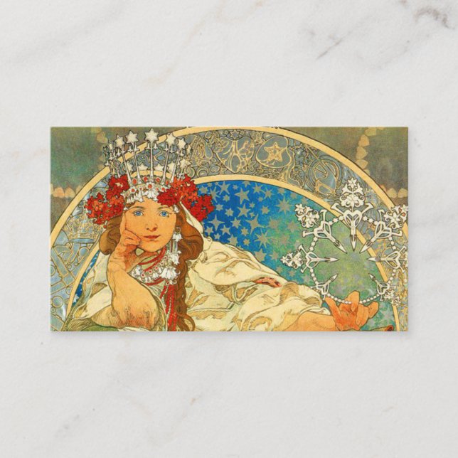 Carte D'accompagnement Alphonse Mucha Art Nouveau Princesse Hyacinth (Devant)