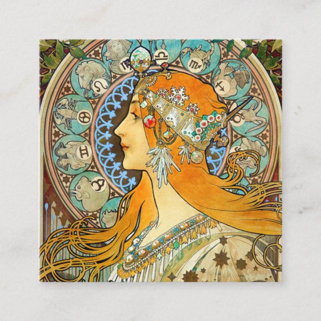 Carte D'accompagnement Alphonse Mucha Art Nouveau Zodiac (Devant)