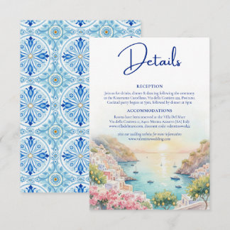 Carte D'accompagnement Amalfi Coast Amore Watercolor Wedding Details 