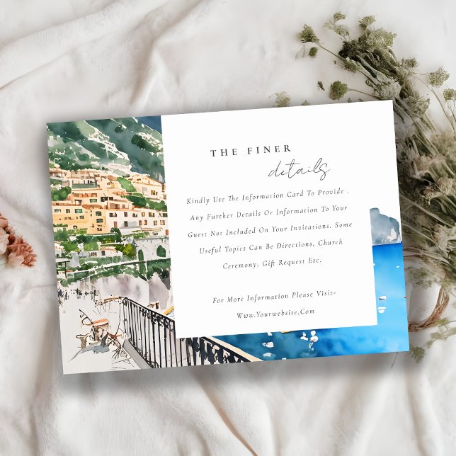 Carte D'accompagnement Amalfi Coast Italy Paysage Détails du Mariage (Créateur téléchargé)