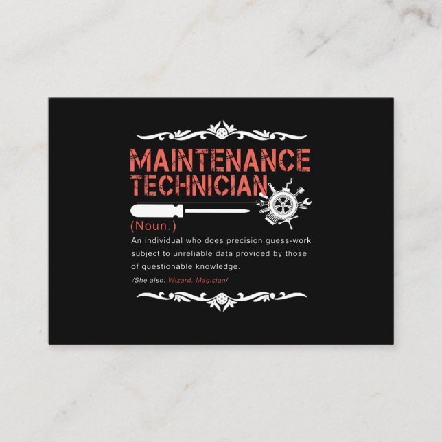 Carte D'accompagnement Amateurs mécaniques |Définition du technicien de m (Devant)
