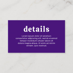 Carte D'accompagnement Amelia Royal Purple Mariage moderne
