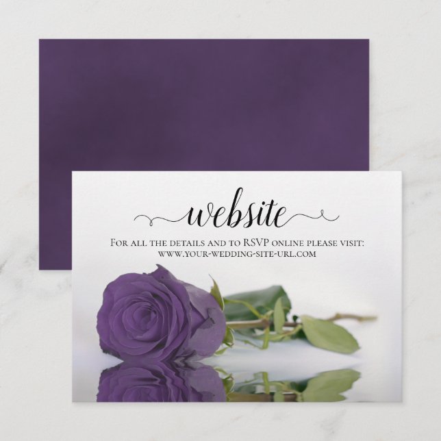 Carte D'accompagnement Amethyst Purple Rose Elegant Wedding Website (Devant / Derrière)