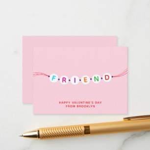 Carte D'accompagnement Ami mignon bracelet d'amitié rose Valentine