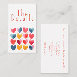 Carte D'accompagnement Amour coloré amusant coeurs mariage Les détails