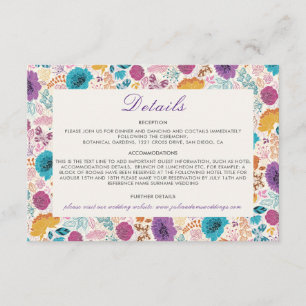 Carte D'accompagnement Amour en Fleurs Floral Romantique Rose Violet Mari